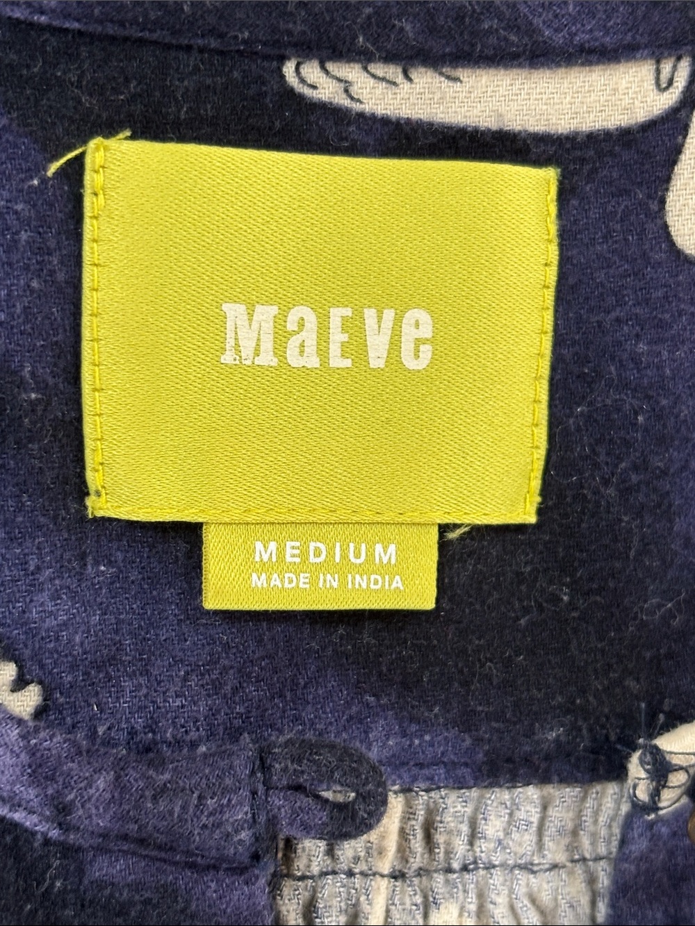 Maeve Anthropologie Navy Swan flannel Print Button-Front Women's Top M - Picture 3 of 10